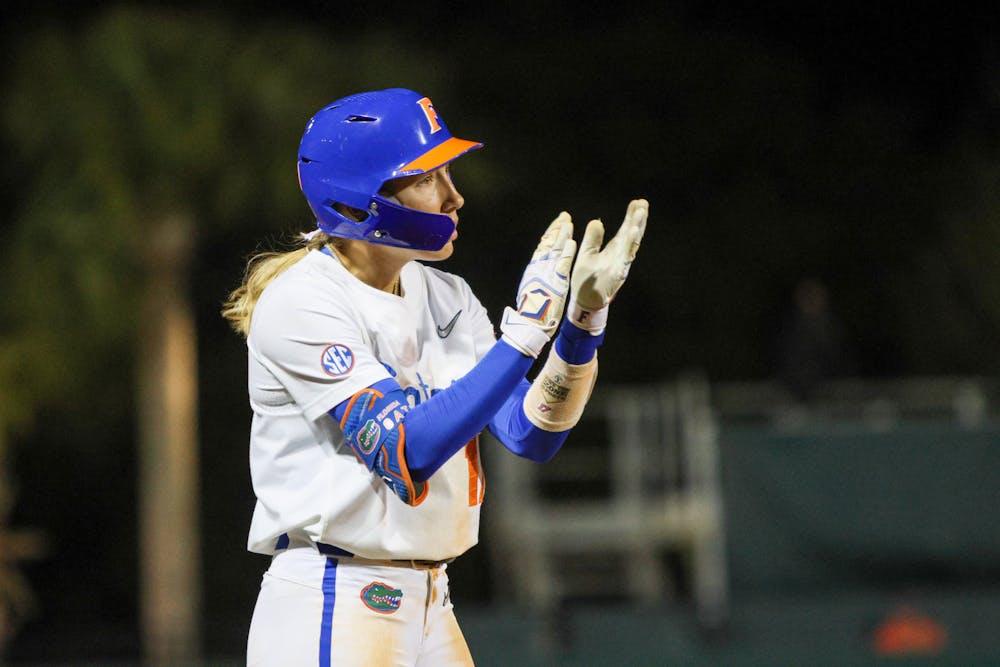 Florida shortstop Skylar Wallace claps during the Gators' 3-0 victory against the Central Florida Knights Wednesday, March 8, 2023.