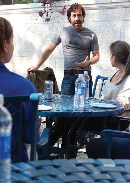 Scott Fried, a member of the AIDS support group that inspired the musical "Rent," talks about his experience with students at UF Hillel on Sunday.