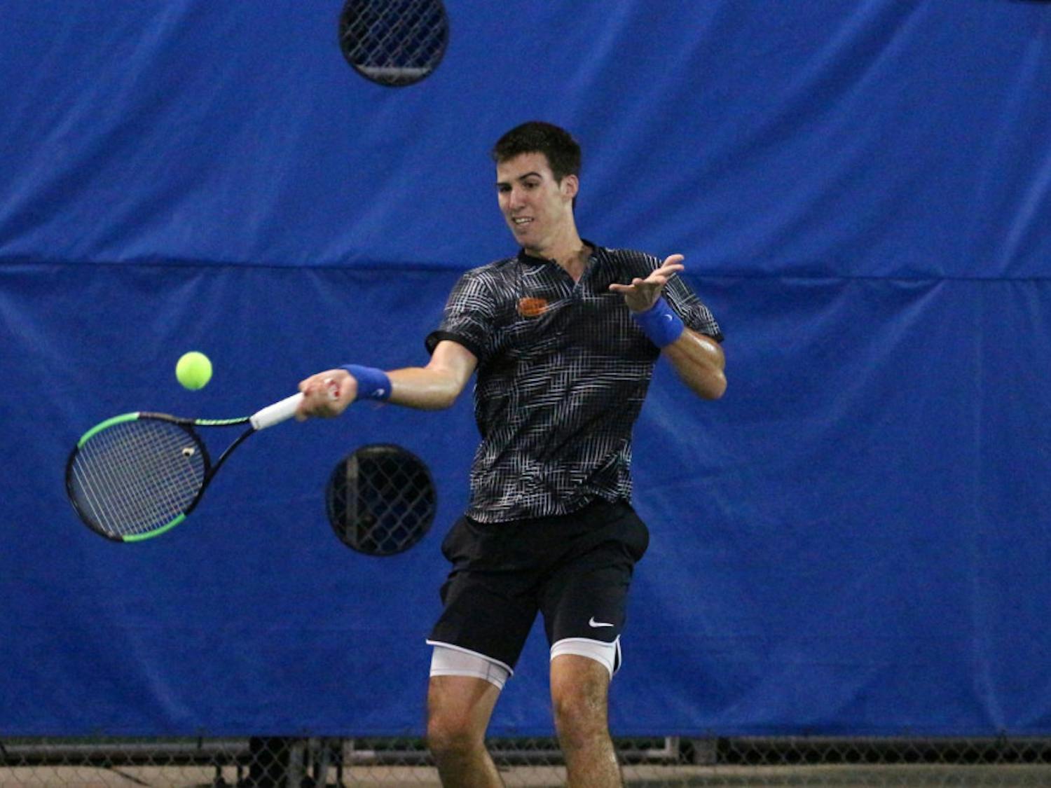 Junior Alfredo Perez advanced to the round of 16 in the NCAA Individual Men's Tennis Championships.