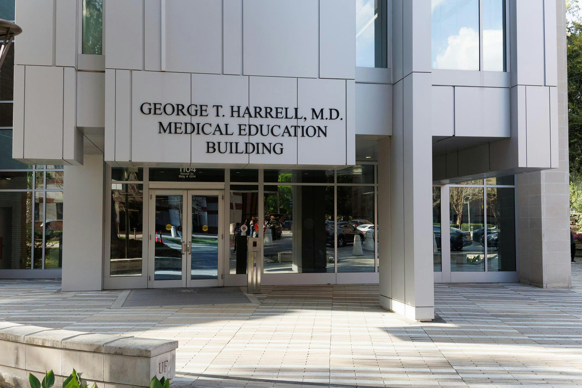 The outside of the George T. Harrell Medical Education Building at the University of Florida in Gainesville, Fla., Wednesday, March 11, 2026.