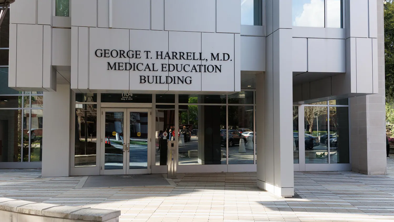 The outside of the George T. Harrell Medical Education Building at the University of Florida in Gainesville, Fla., Wednesday, March 11, 2026.