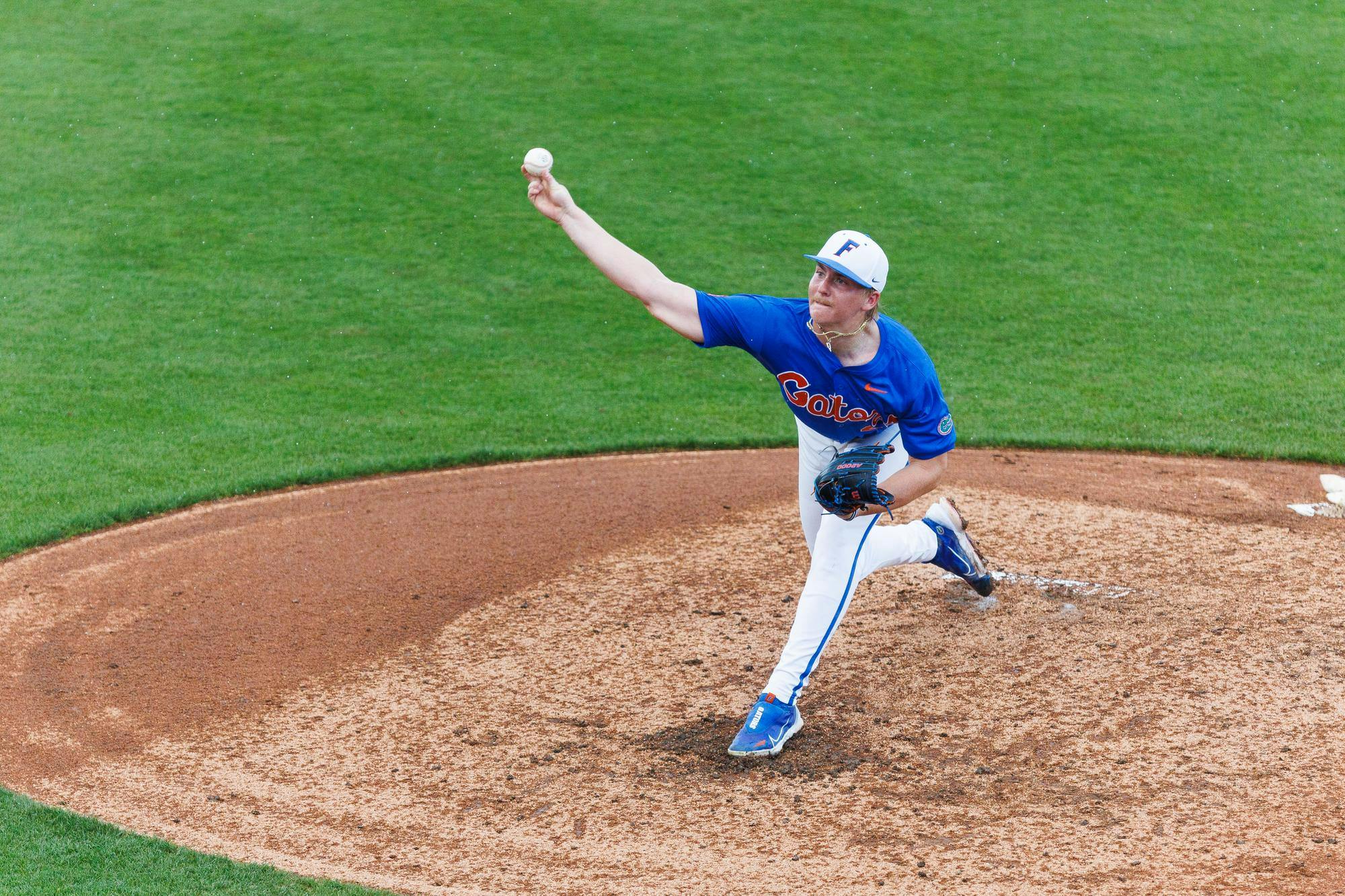 Florida Gators right handed pitcher Aidan King pitches during an NCAA Baseball game against High Point, Saturday, March 7, 2026, in Gainesville, Fla.