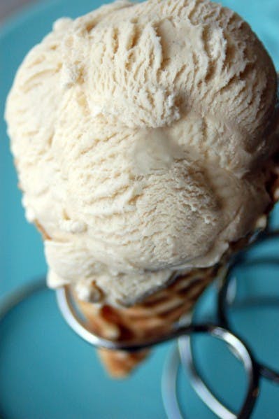 A scoop of organic, dairy-based cardamom ice cream at Karma Cream. The organic ice cream cafe offers a natural spin on favorite treats.