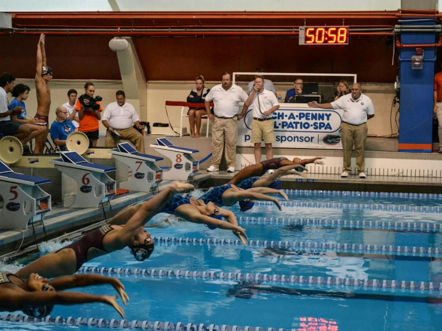 Backstroke race start
