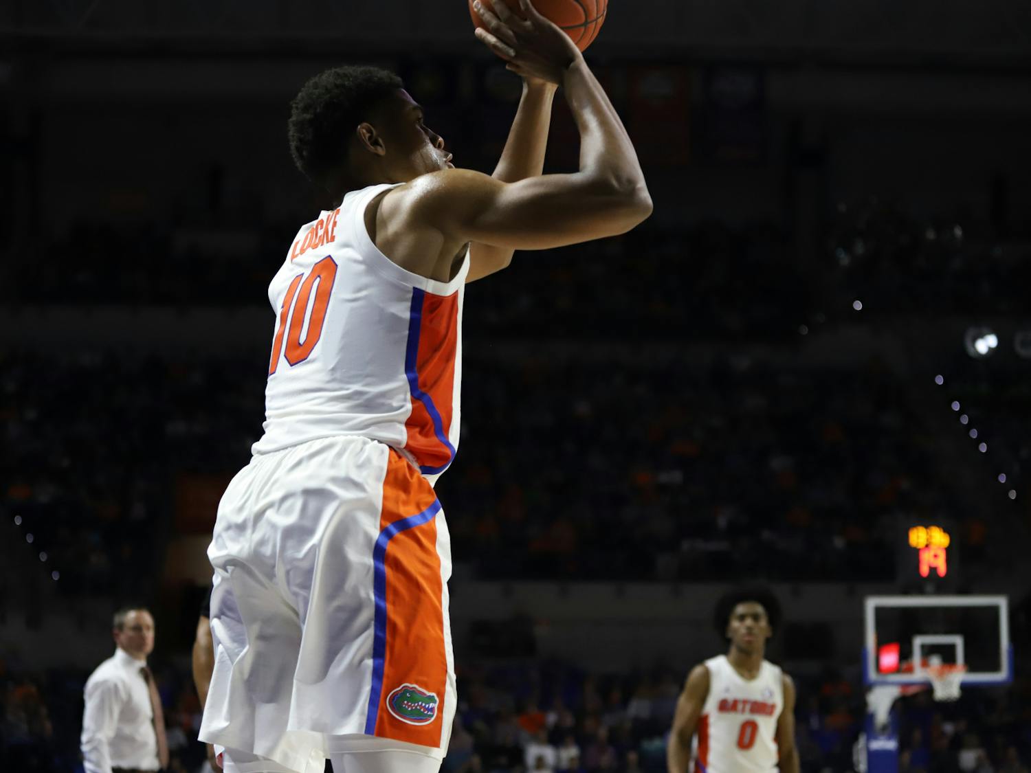 Junior Noah Locke knocked down two threes in a losing effort Saturday.