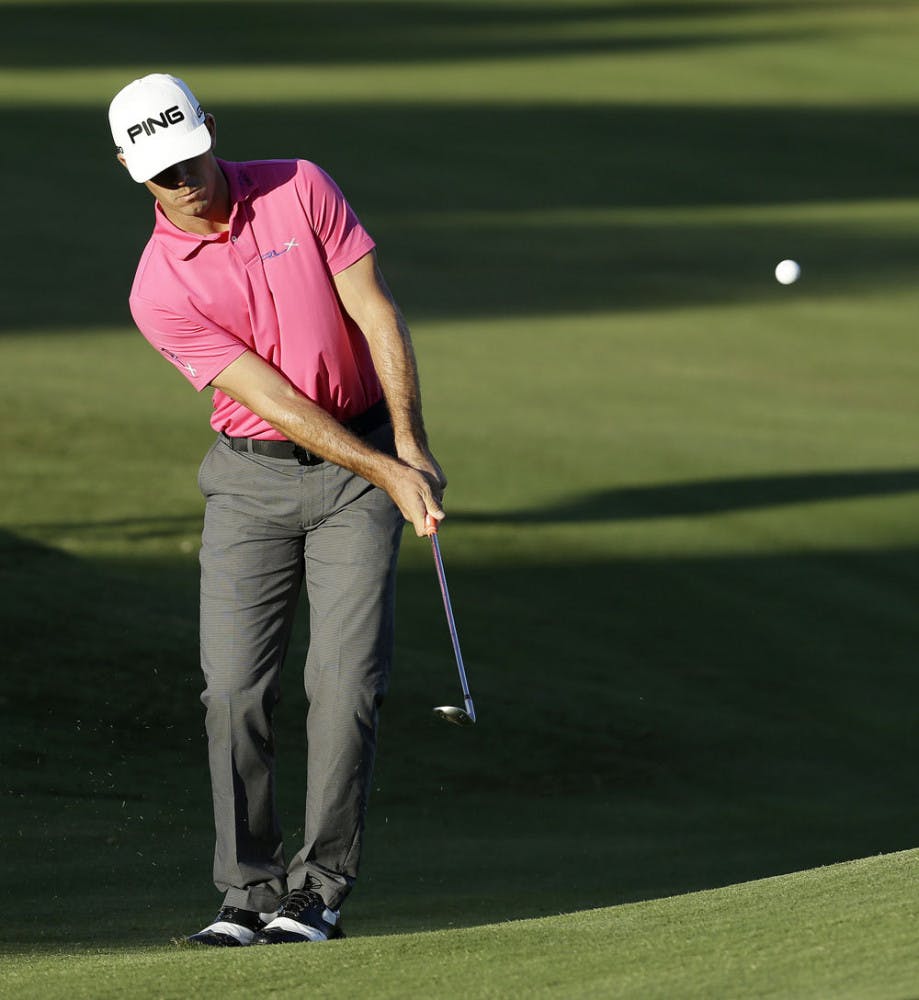 Billy Horschel chips onto the 11th hole green during the first round of the Shriners Hospitals for Children Open golf tournament on Oct. 16 in Las Vegas