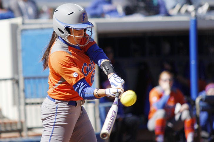 Sophomore shortstop Katie Medina bats during Florida’s 9-1 win against UNC Wilmington on Sunday at Katie Seashole Pressly Stadium. She hit her first career home run on Thursday.