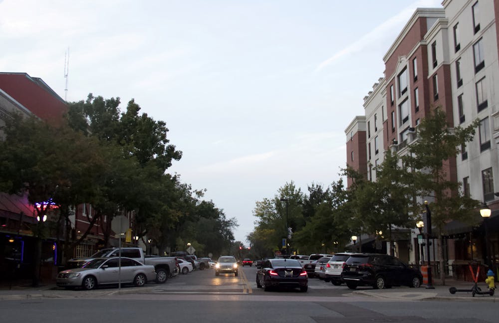 Southeast First Street is seen on Nov. 4, 2021. The Downtown Gainesville Strategic Plan will focus on improving safety and lifestyle in the area with more stop lights, better housing, wider sidewalks and more community events. 