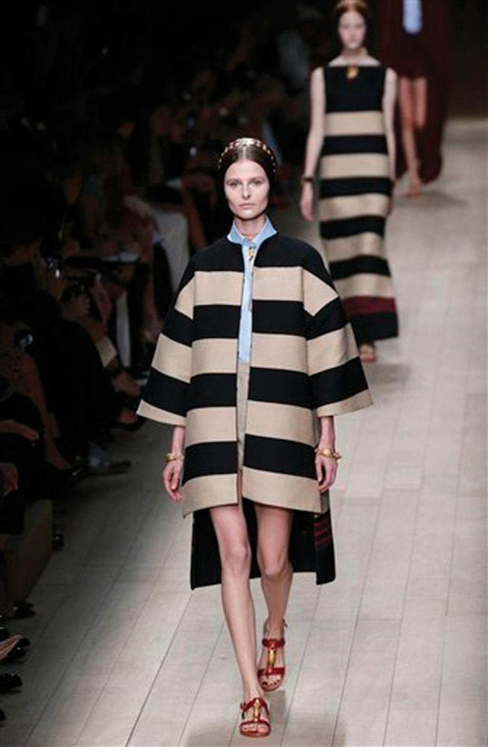 <p>A model presents a creation as part of Valentino's ready-to-wear Spring/Summer 2014 fashion collection, presented Tuesday, Oct. 1, 2013 in Paris.</p>