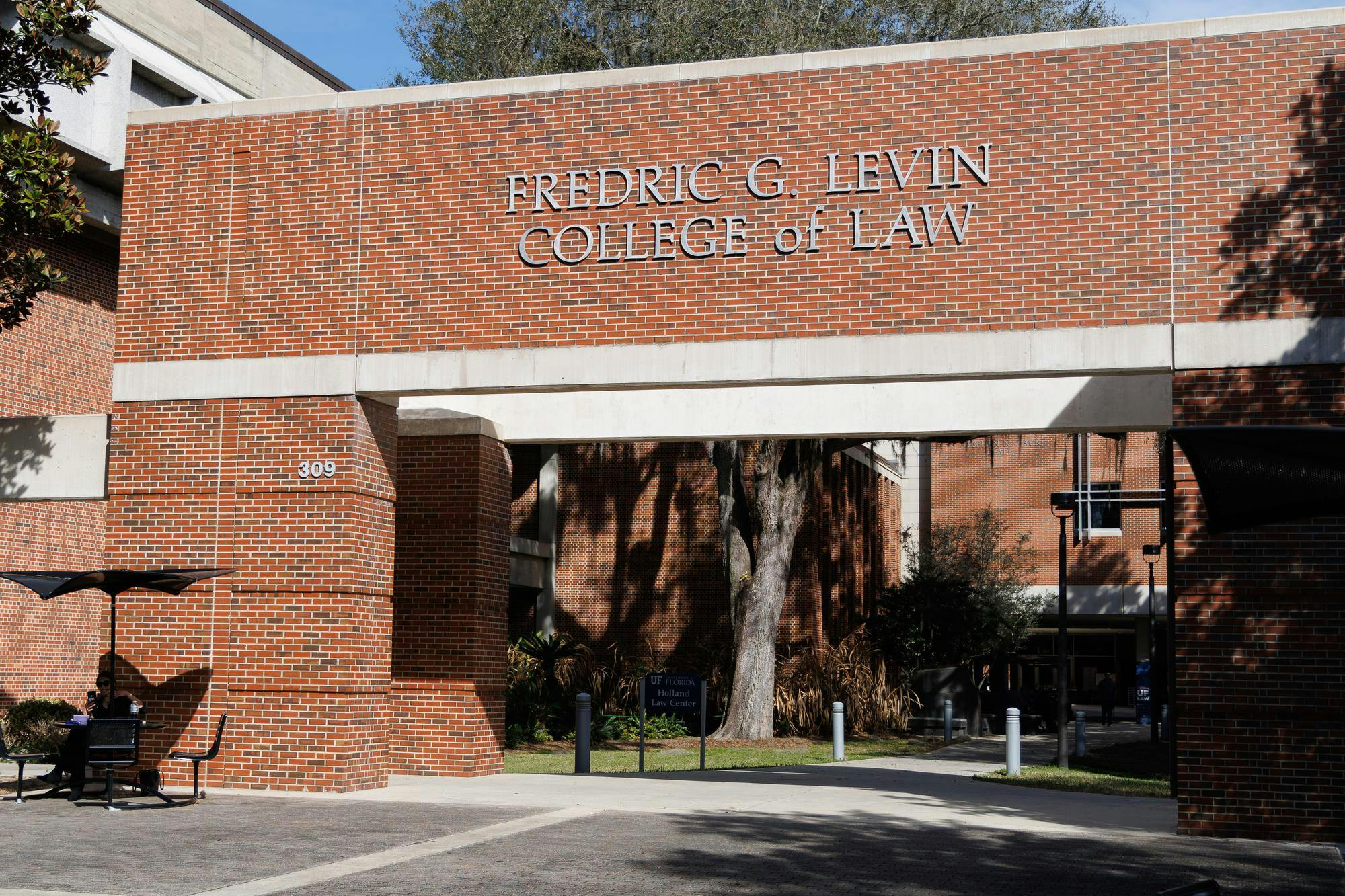 The outside of the University of Florida Levin College of Law in Gainesville, Fla., Wednesday, Feb. 25, 2026.