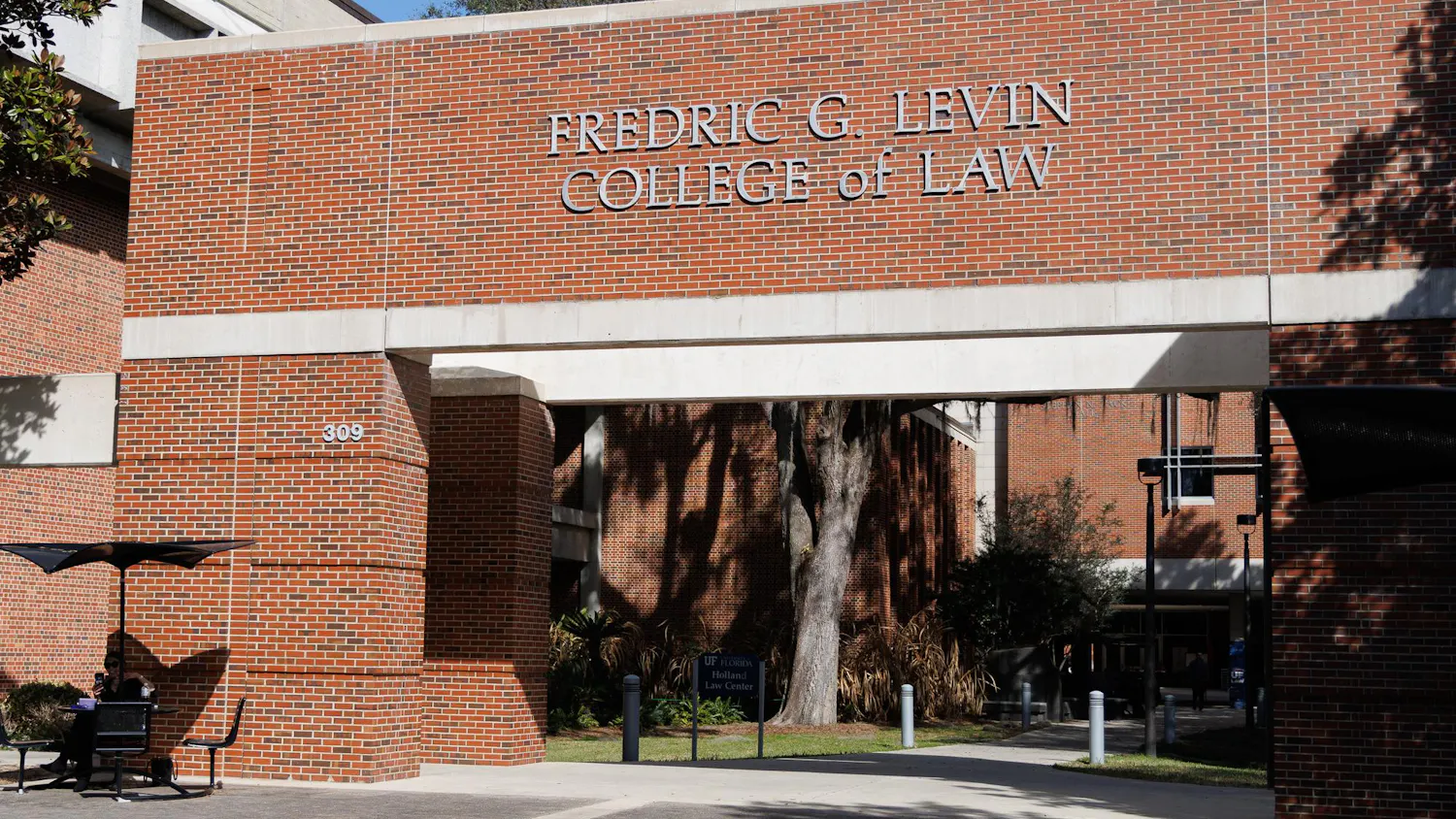 The outside of the University of Florida Levin College of Law in Gainesville, Fla., Wednesday, Feb. 25, 2026.