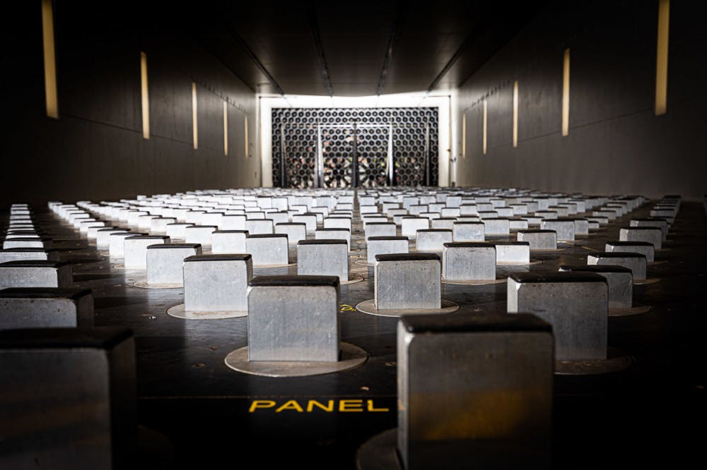 The terraformer is made up of 1,100 rectangular blocks that can be individually manipulated to mimic trees and buildings during wind tunnel experiments.&nbsp;