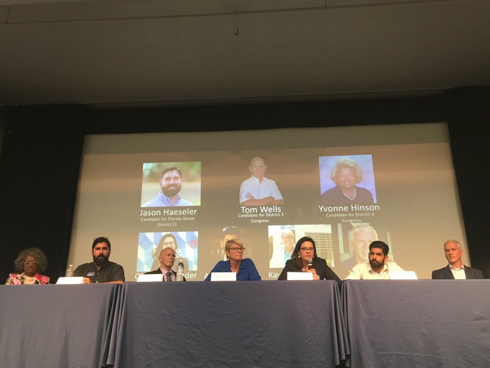 <p dir="ltr"><span>Politicians, including candidates for U.S. Rep. District 3,  Florida Rep. District 21 and Florida Senate District 8, sat in at a town hall on gun law reform in the Reitz Union on Saturday. The event was organized by student group UF Stands with MSD, which is changing its name to Never Again UF.</span></p><p><span> </span></p>