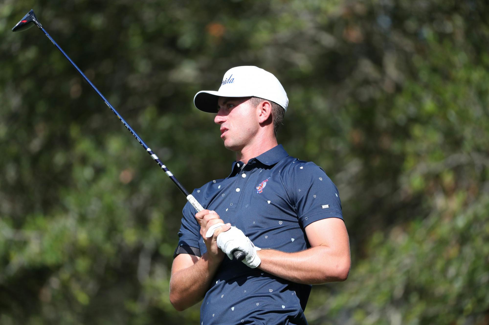 Florida Gators men's golf junior Quentin Debove holds his club Monday, Oct. 24, 2022, at Isleworth Country Club in Gainesville, FL / UAA Communications photo by Anna Carrington