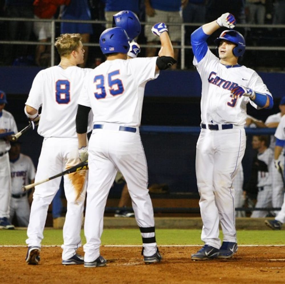 <p>Mike Zunino hit two home runs in consecutive plate appearances to give Florida a 4-2 win against Florida Gulf Coast on Friday night.</p>