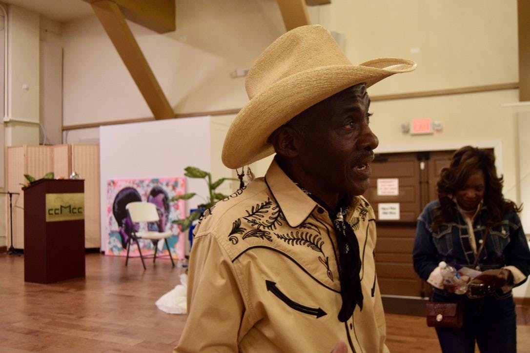 Rancher John “Ronnie” Nix speaking to attendees at the “Black Cowboys and Cowgirls in Florida - Then & Now” event at the Cotton Club Museum in Gainesville, Fla.