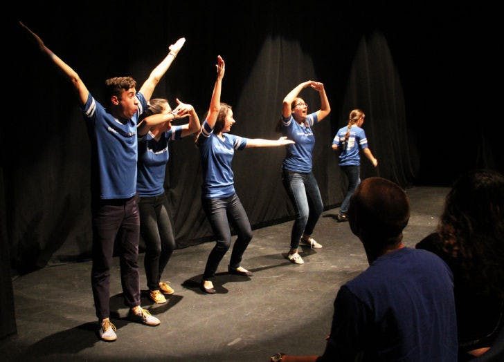 Members of UF’s Theatre Strike Force perform during the last night of the 8th Annual Gainesville Improv Festival at Squitieri Studio Theatre on Saturday.