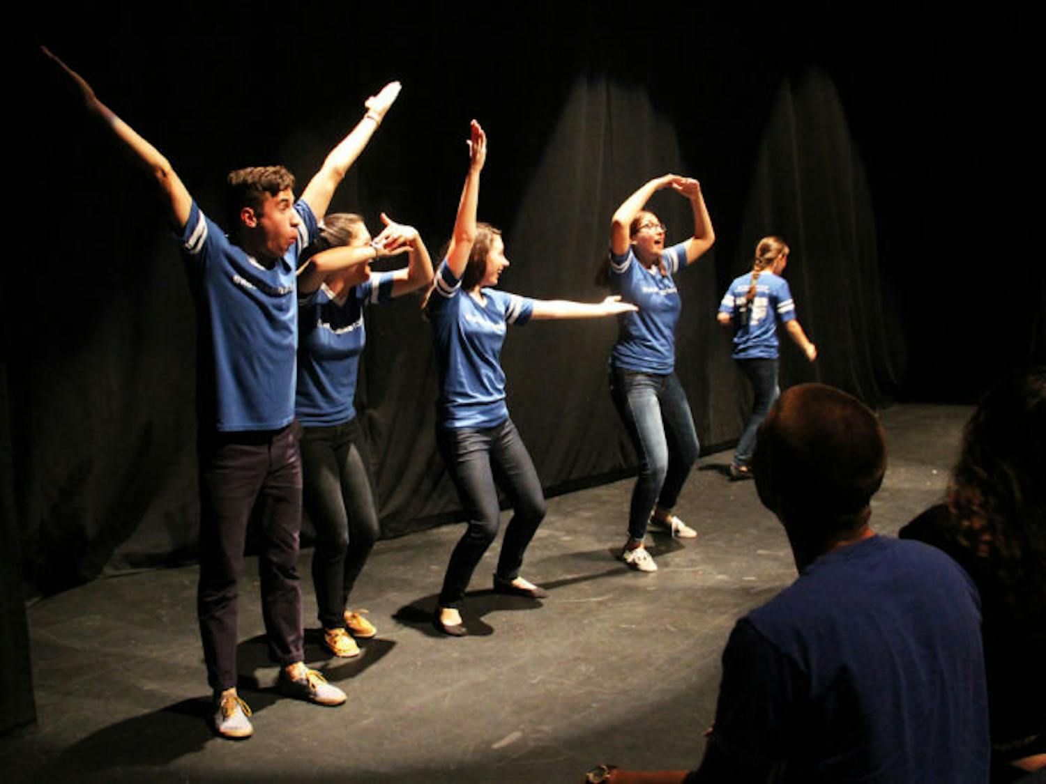 Members of UF’s Theatre Strike Force perform during the last night of the 8th Annual Gainesville Improv Festival at Squitieri Studio Theatre on Saturday.