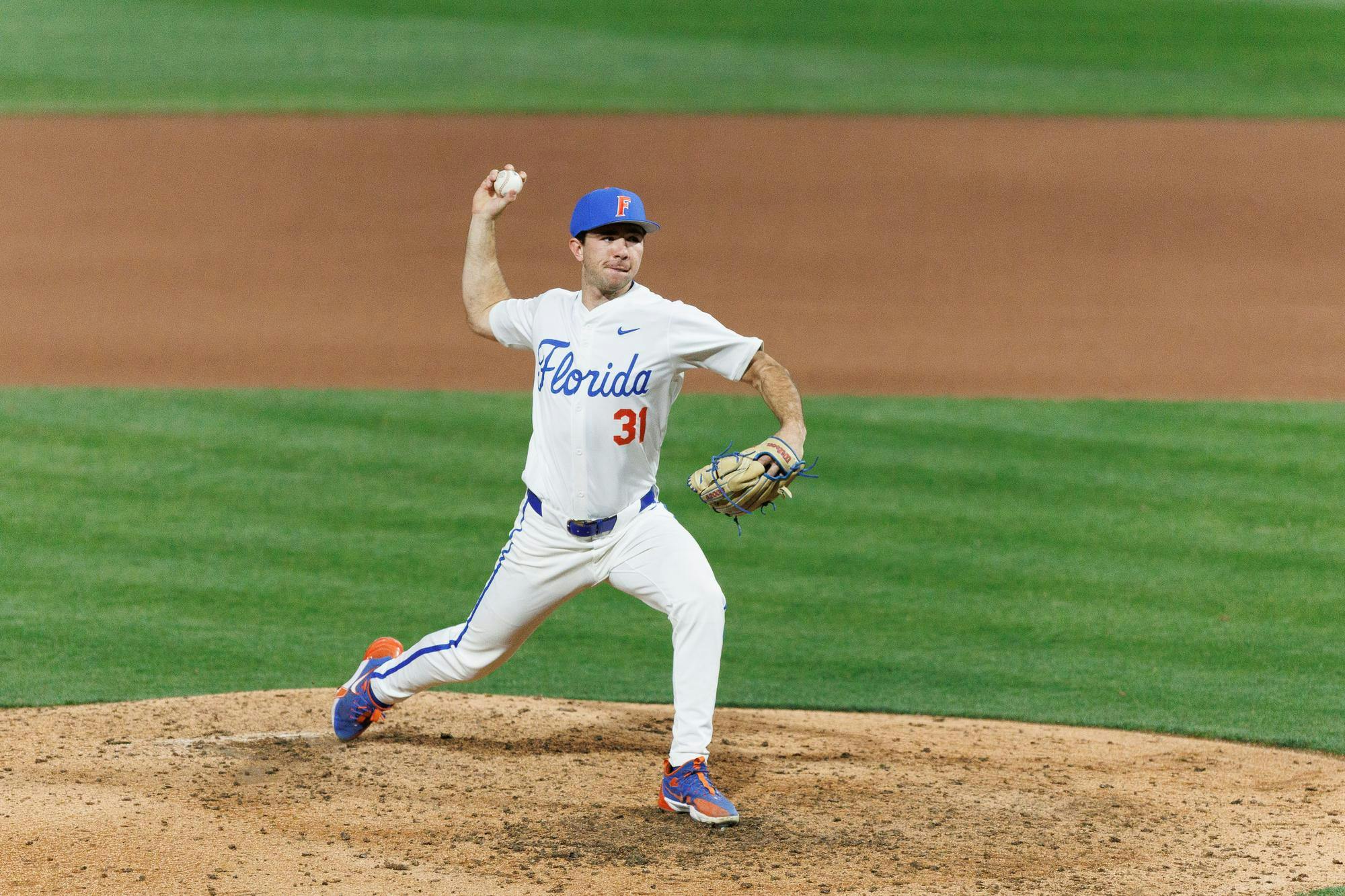 Florida Gators right handed pitcher Ricky Reeth throws a pitch during an NCAA Baseball game against UAB, Friday, Feb. 13, 2026, in Gainesville, Fla.