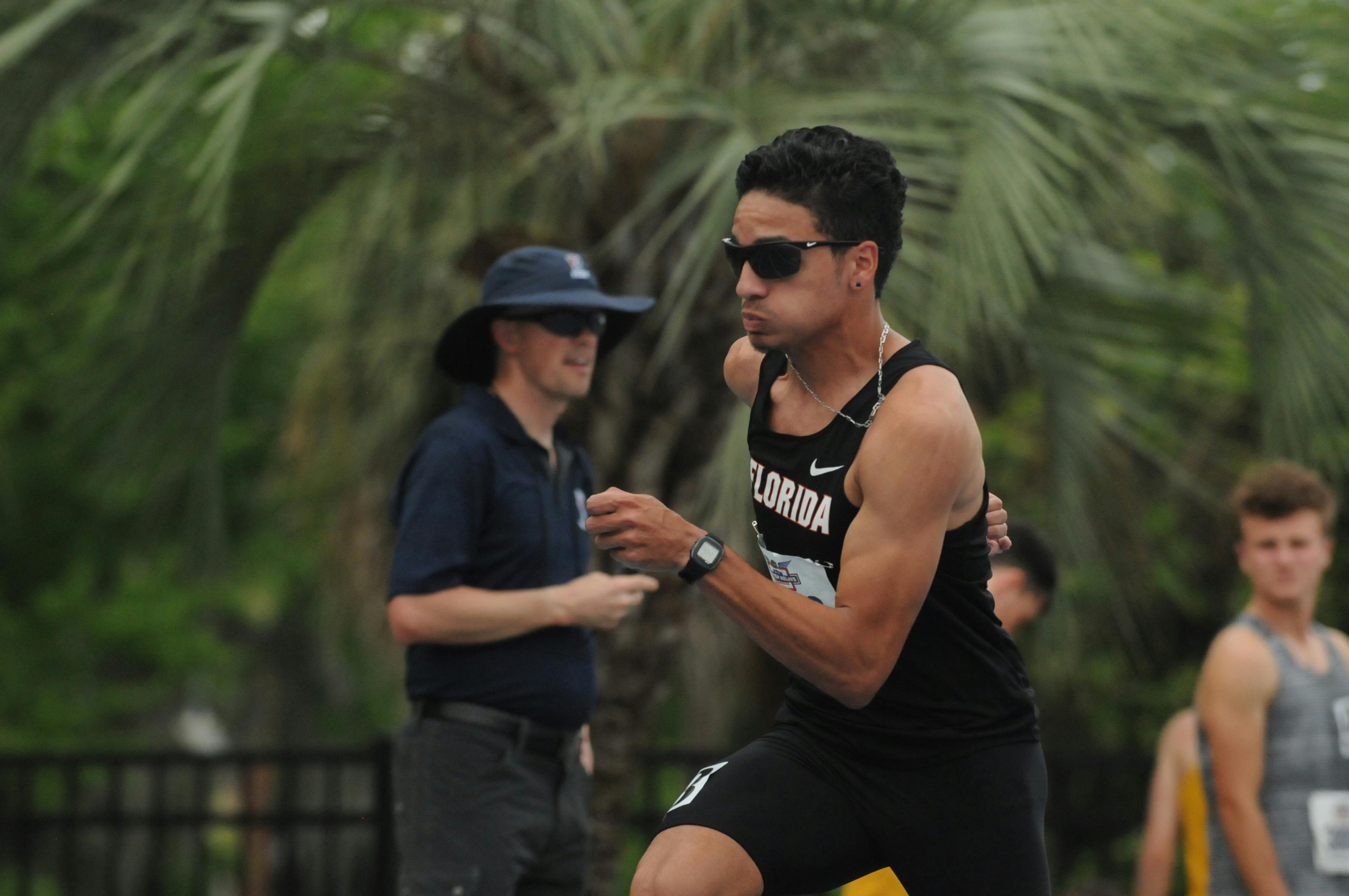 Junior mid-distance runner Andres Arroyo competes in the 800 meters during the Florida Relays on April 1, 2016, at Percy Beard Track. 