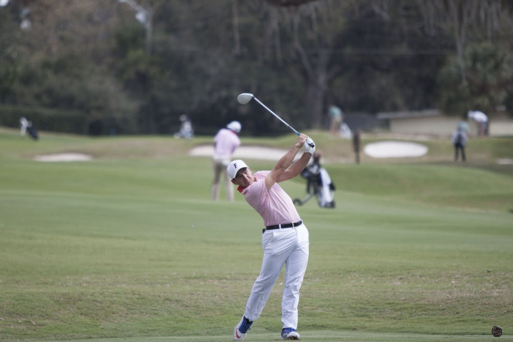 Alejandro Tosti hits a shot during the day one of the SunTrust Gator Invitational on Feb. 18, 2017, at the Mark Bostick Golf Course.