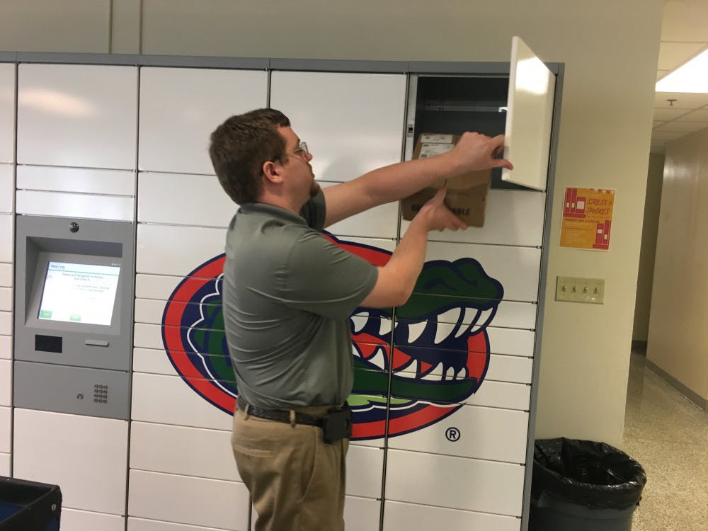 <p dir="ltr">Nicholas Dunkel, an asset specialist with UF Housing, delivered some of the first packages to the Neopost lockers at Jennings.</p>