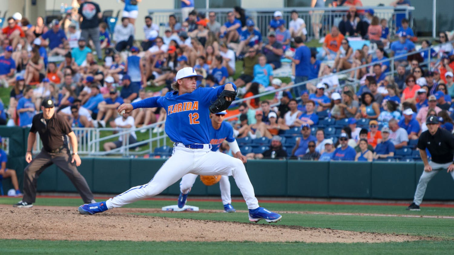 Florida pitcher Hurston Waldrep throws a pitch in the Gators' 13-3 win over the Cincinnati Bearcats Feb. 25, 2023.