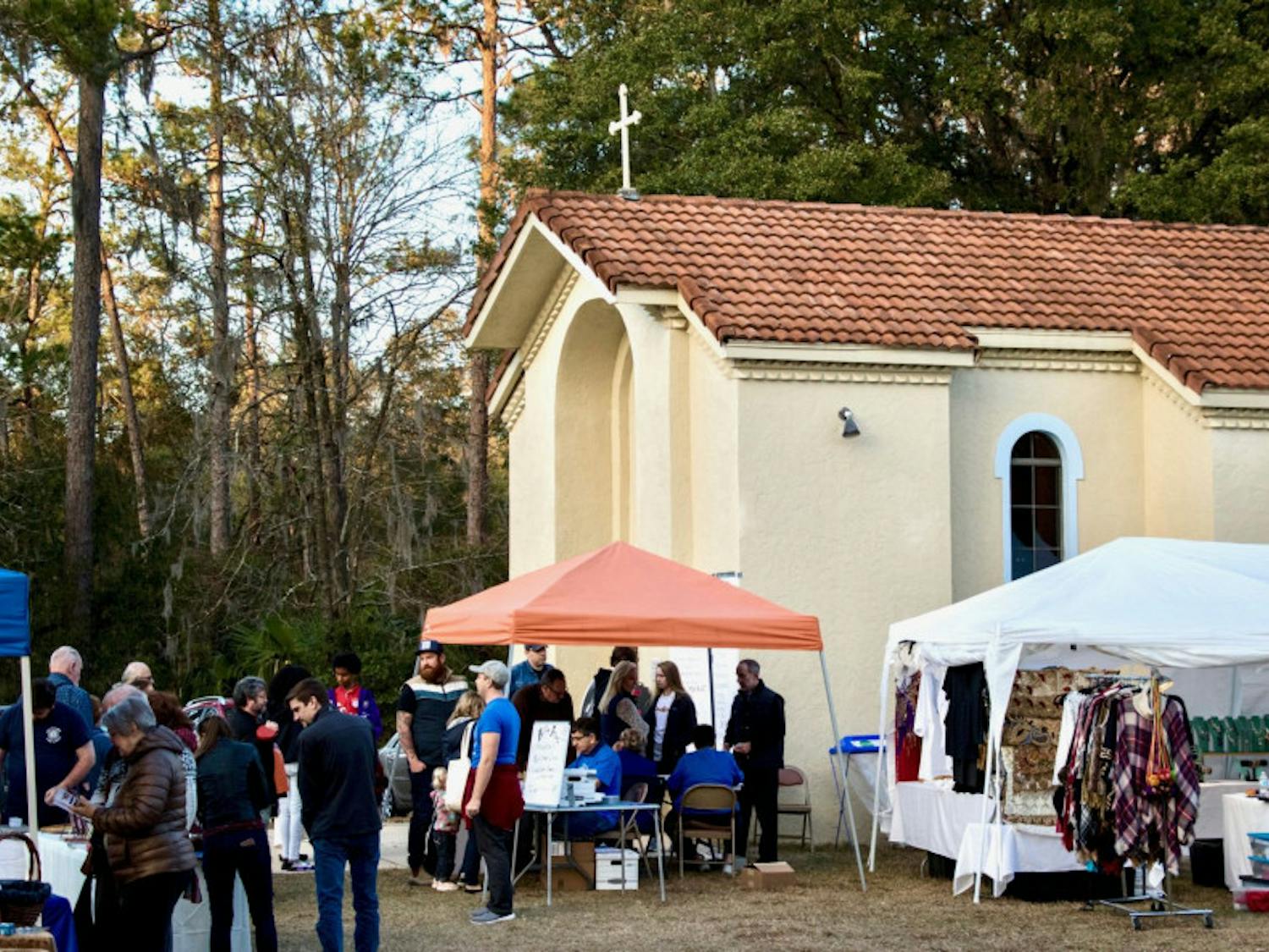 Crowds gather to get tickets for the first Gainesville Greek Festival at St. Elizabeth Greek Orthodox Church on Friday night.
&nbsp;