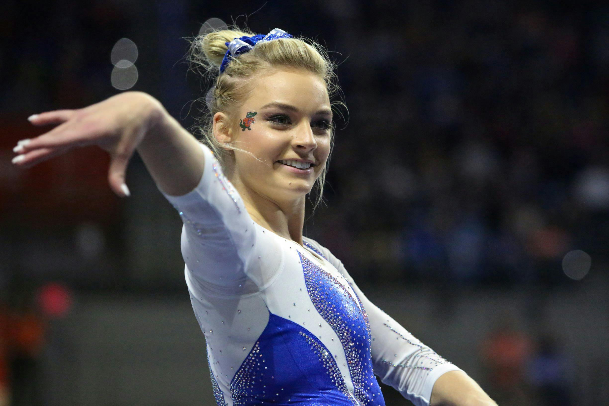 UF gymnast Alyssa Baumann was taken to Shands Hospital for a precautionary evaluation after falling off the uneven bars in practice. 