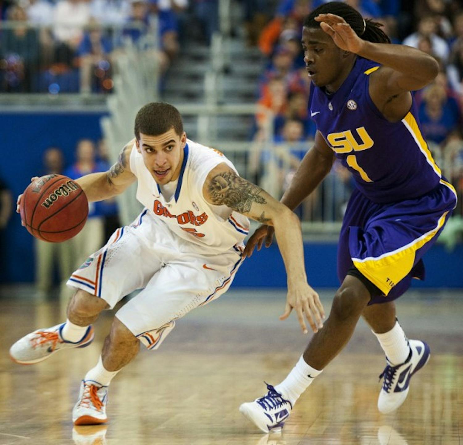 Sophomore guard Scottie Wilbekin is playing 3.4 fewer minutes per game this season after the additions of freshman Brad Beal and junior Mike Rosario to Florida’s backcourt rotation.