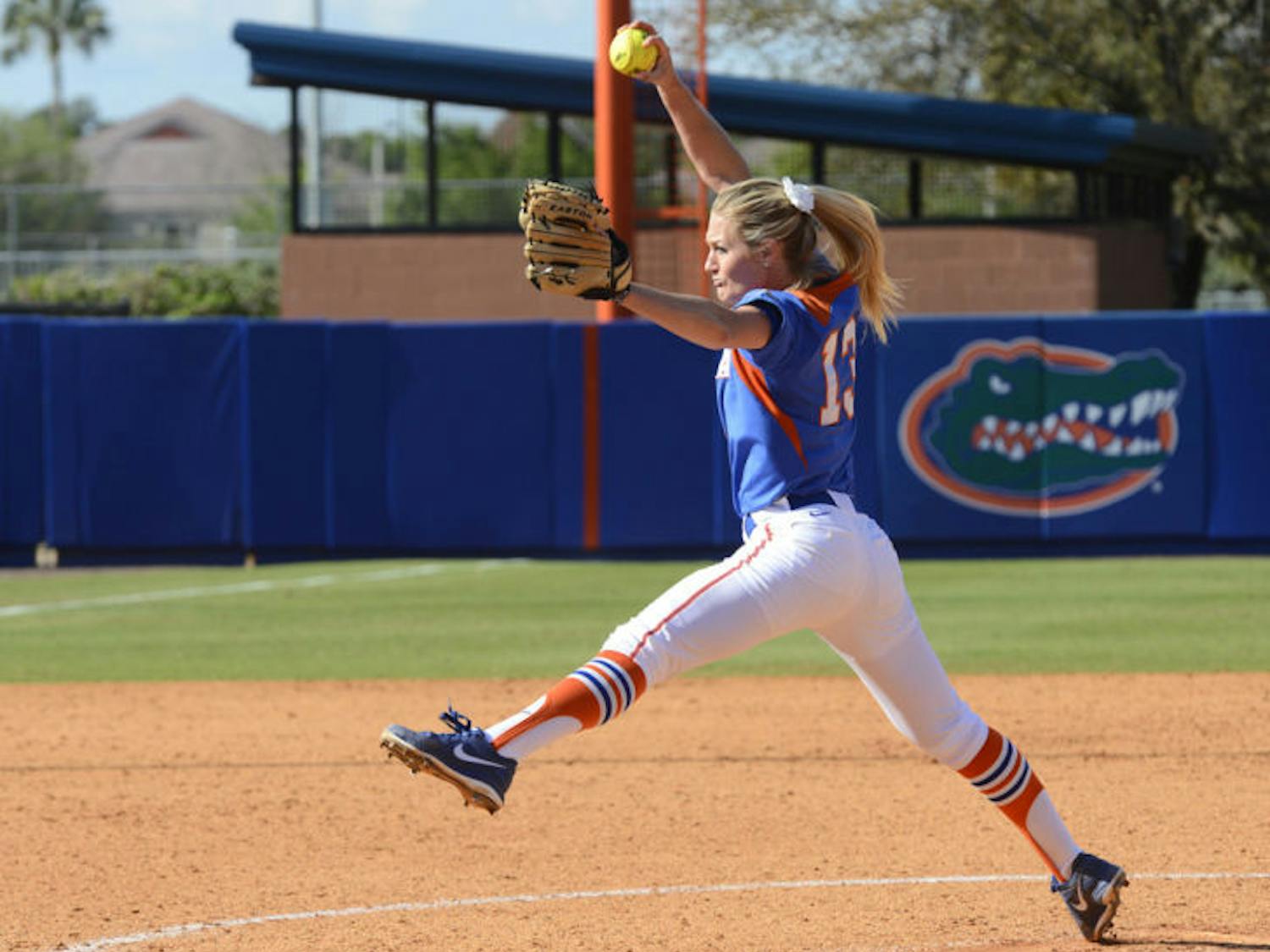 Hannah Rogers pitches during Florida’s 4-2 win against Mississippi State on April 6, 2013. Rogers holds a team-best 1.81 ERA, which is the fourth-best mark in the Southeastern Conference this season.