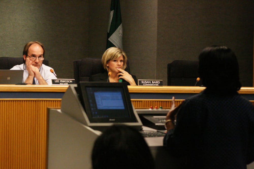 <p>Jacqueline Chung, manager of the Alachua County Equal Opportunity Office, updates the County Commission on the proposed wage theft ordinance.</p>