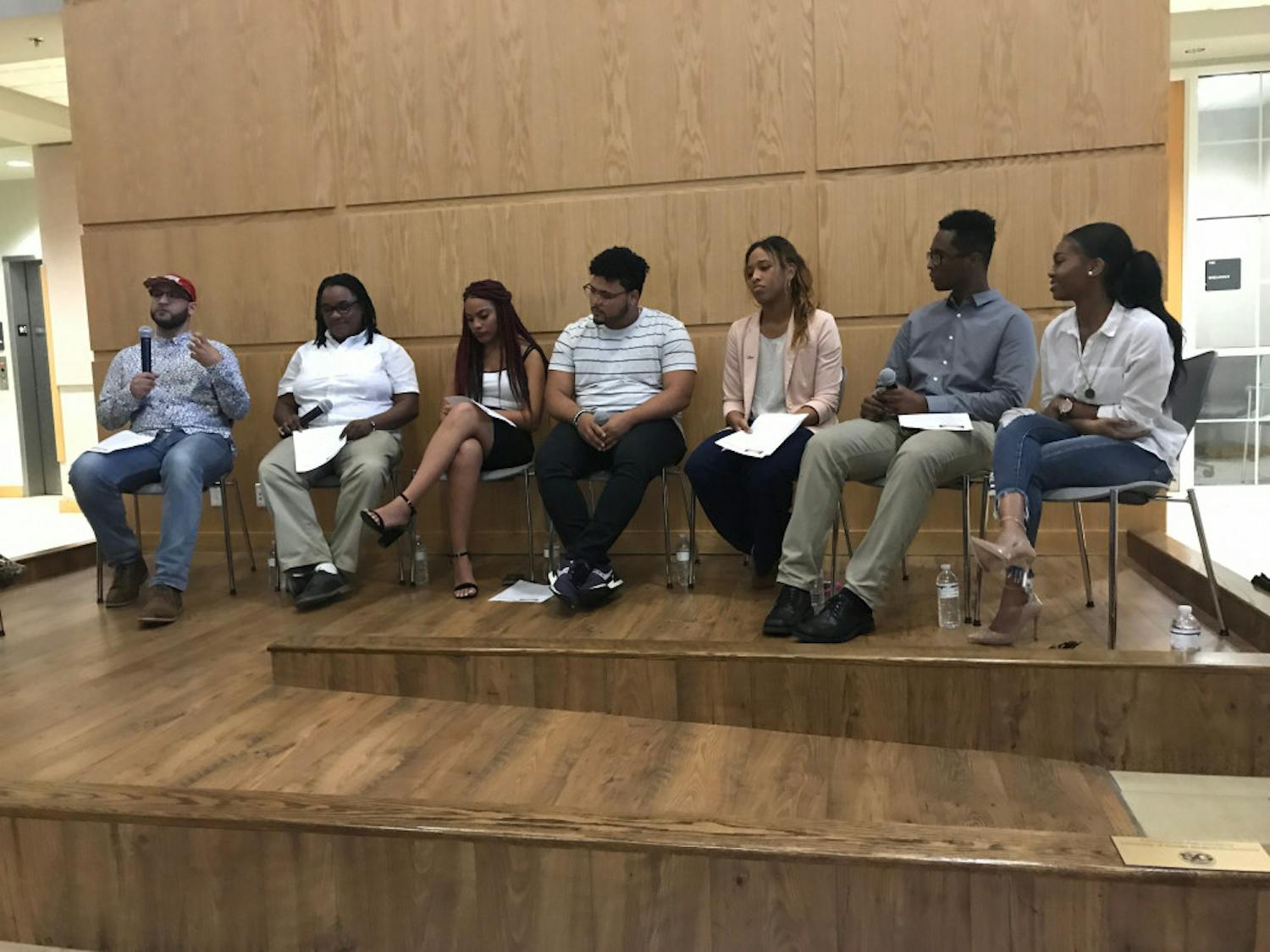 Five UF students who spoke about being Latino with African descent at UF’s first Afro-Latinx panel titled “I Am Enough: Afro-Latinx Panel.” The event was held Tuesday night in Pugh Hall Ocora.