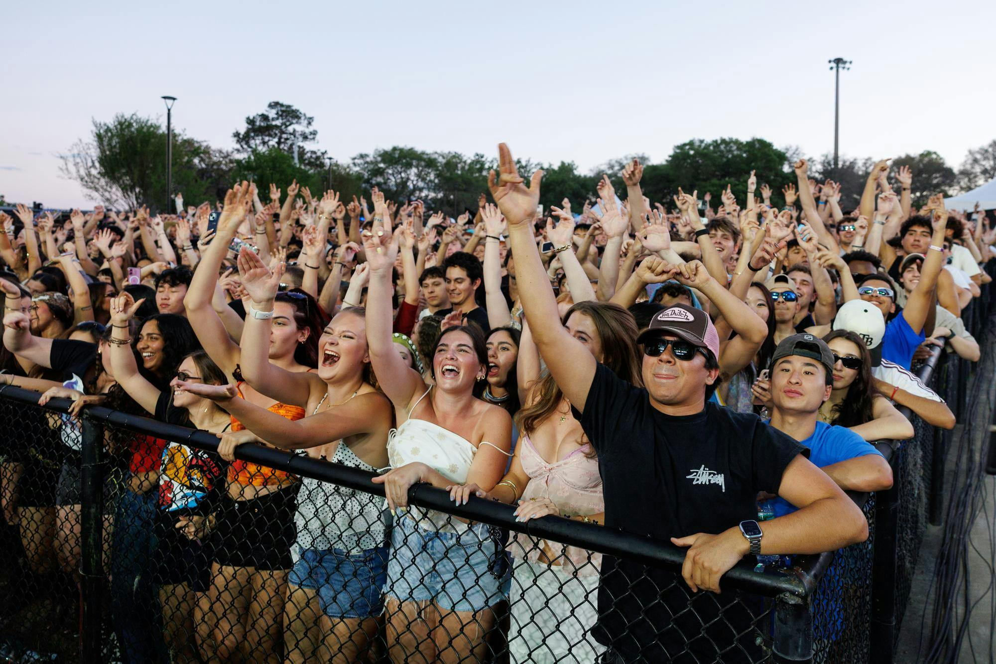 University of Florida students dance while The Chainsmokers perform during SwampFest at Flavet Field, Tuesday, April 14, 2026, in Gainesville, Fla.