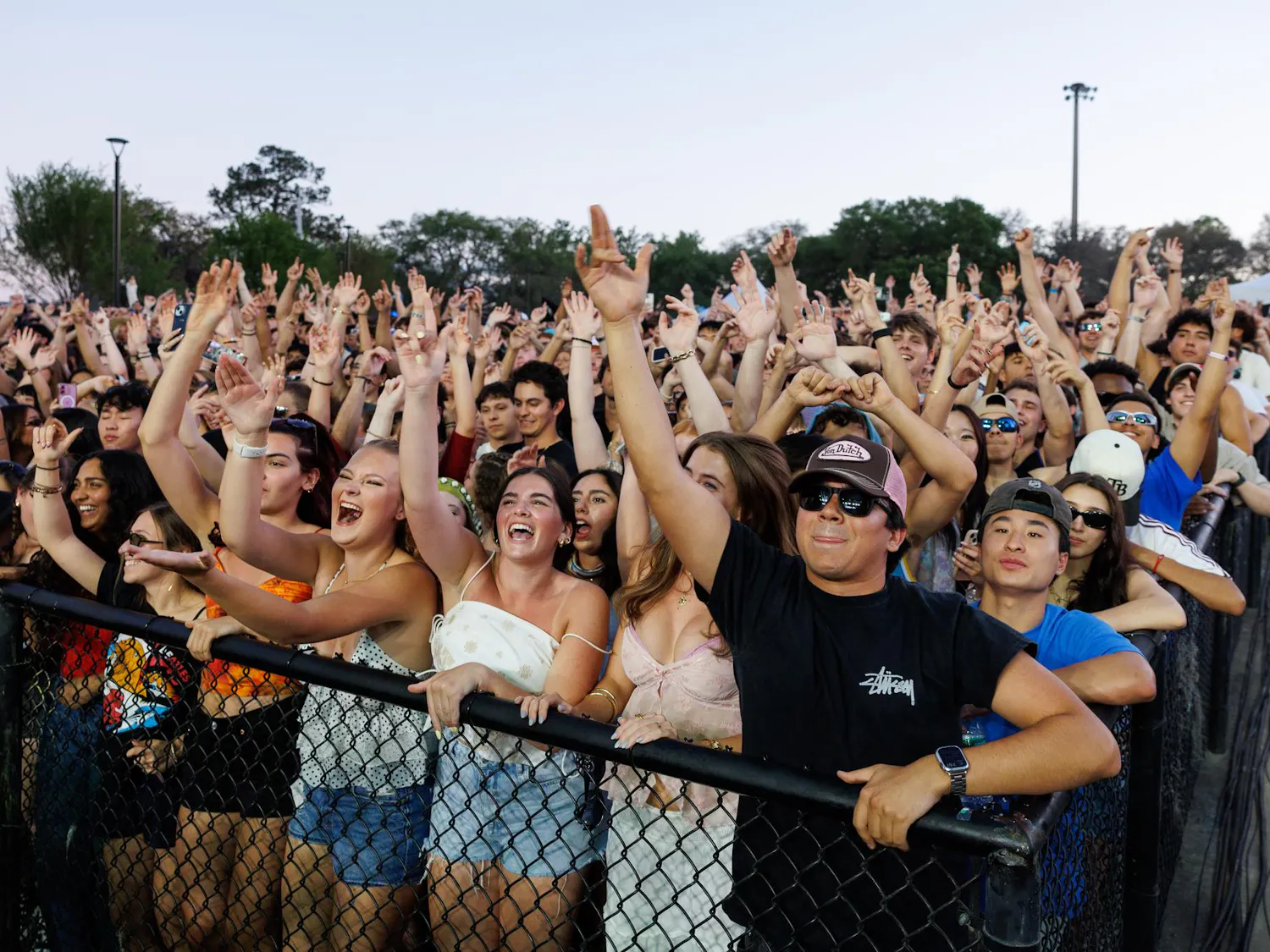 University of Florida students dance while The Chainsmokers perform during SwampFest at Flavet Field, Tuesday, April 14, 2026, in Gainesville, Fla.