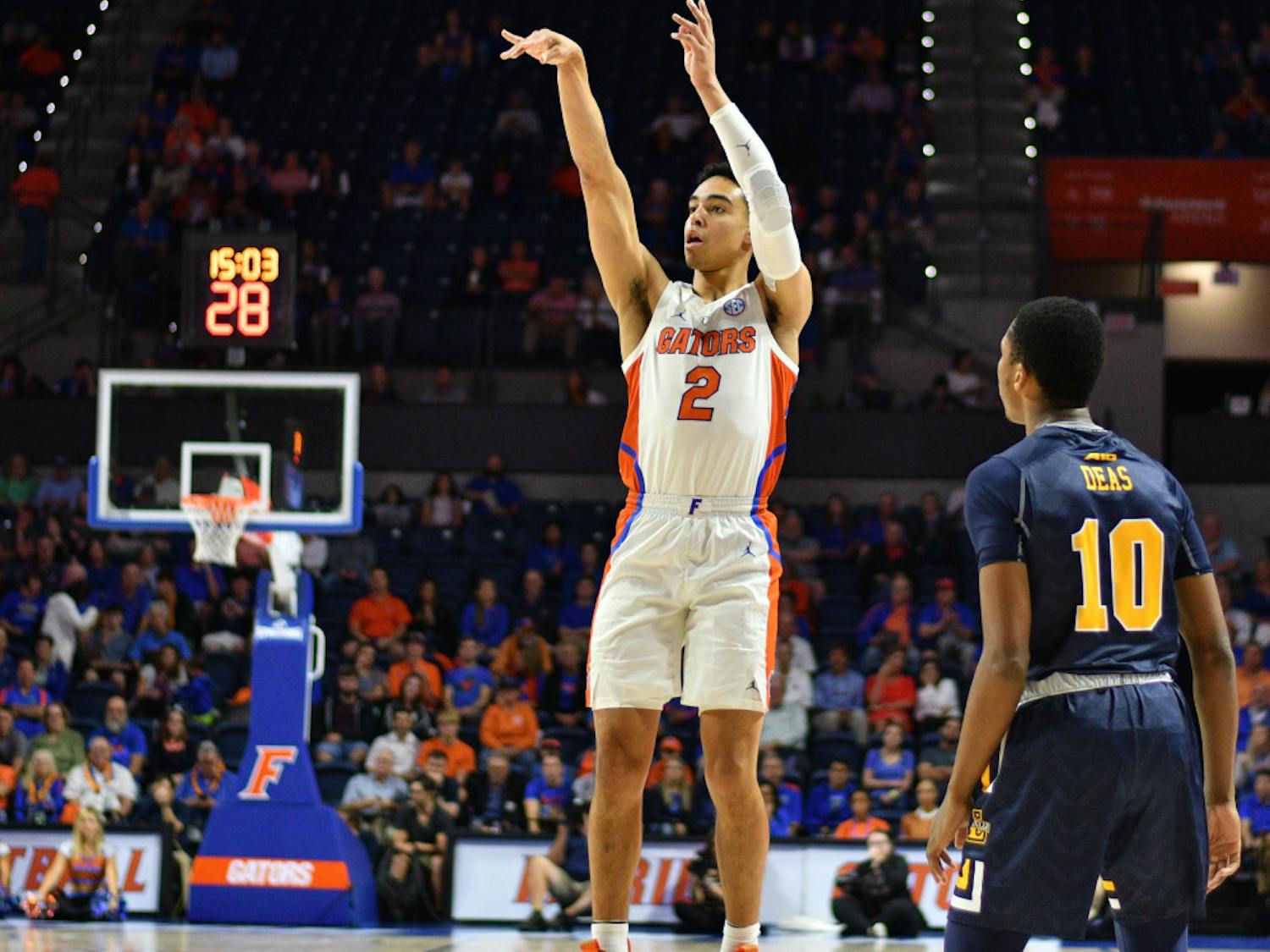Freshman guard Andrew Nembhard is second on the team in three-point shooting percentage (.467).
