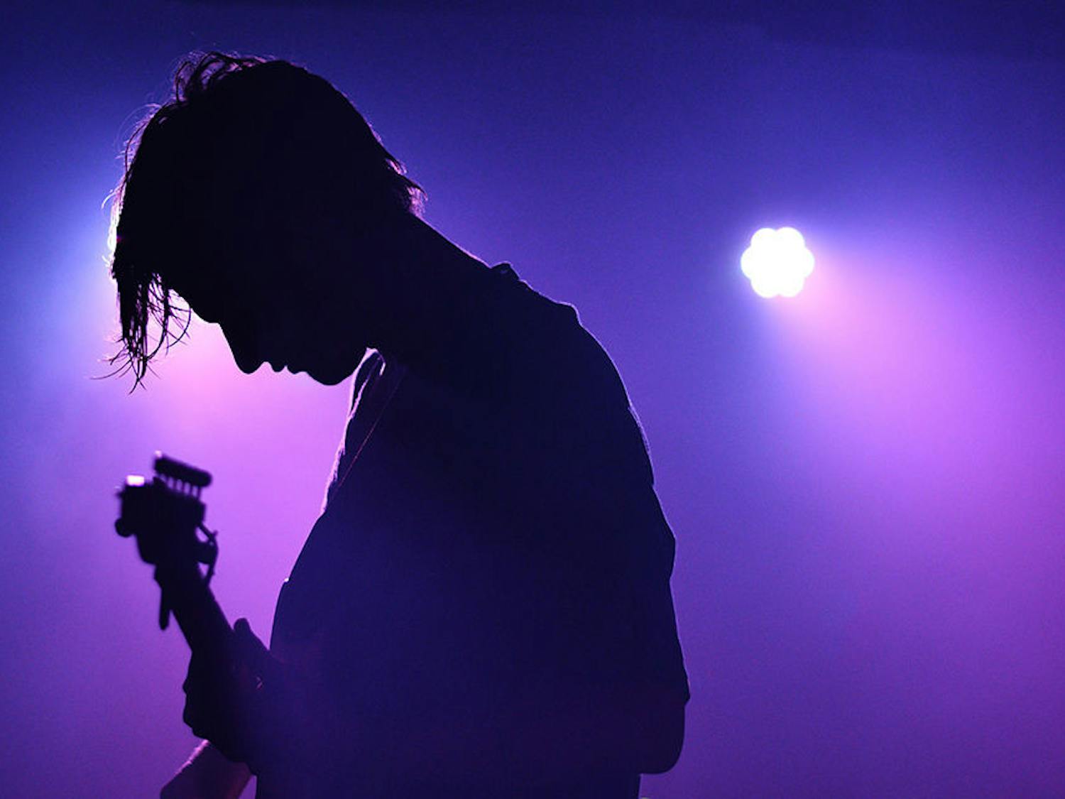 Dillon Basse, the lead singer and rhythm guitarist of Flipturn, plays the final note of “August” during Flipturn’s performance Friday night at the High Dive. The concert was sold out, and it was a part of the Changeville festival that took place Feb. 7 and Feb. 8 in downtown Gainesville.
