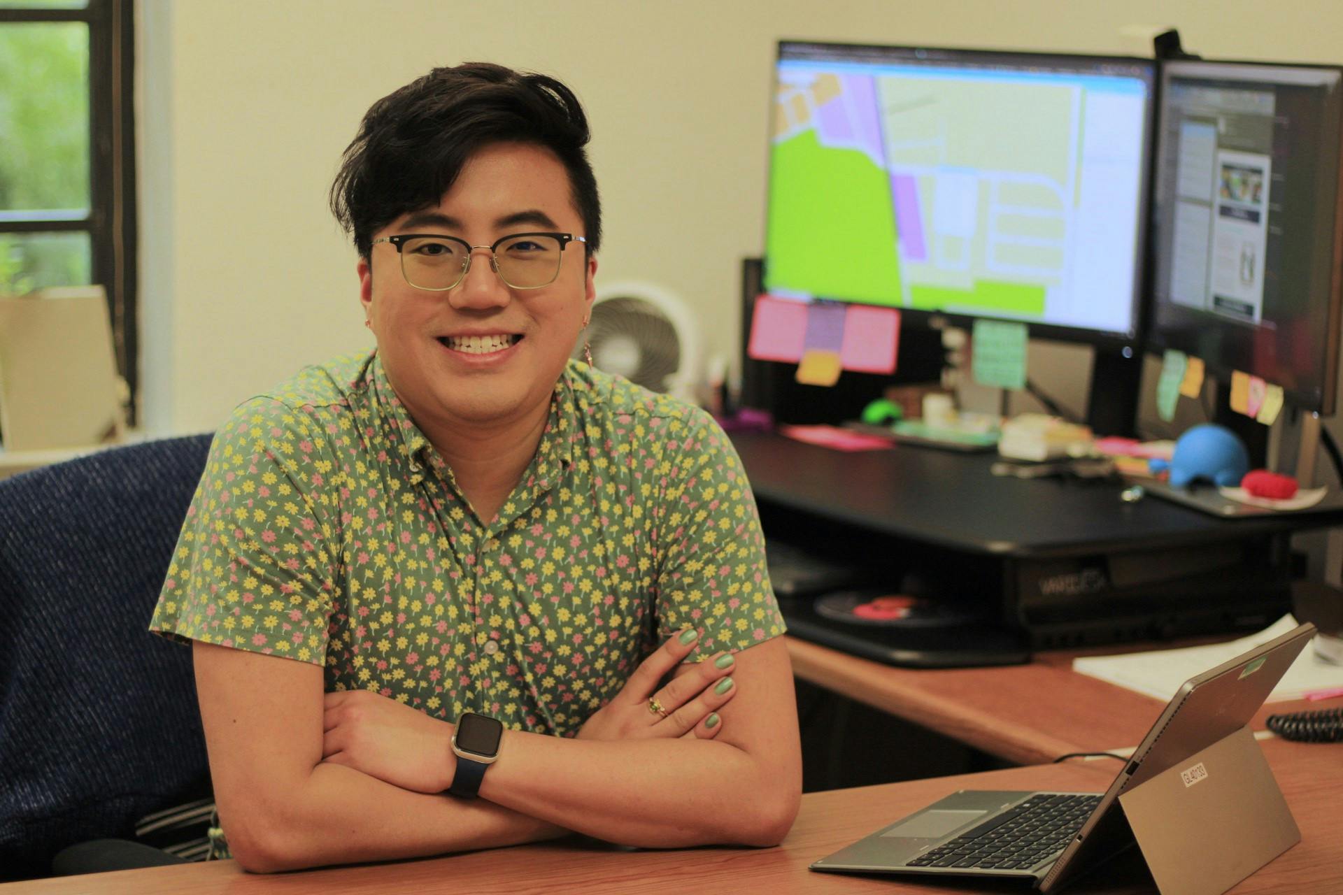 Nathaniel Chan, a city planner, is seen at his office at the Thomas Center on Friday, May 19, 2023.