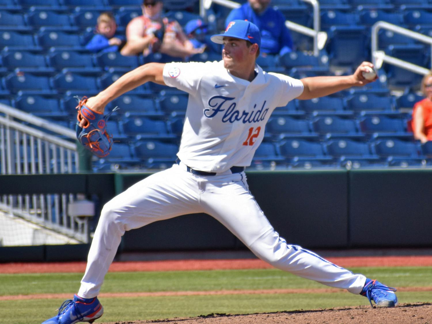 Florida&#x27;s Hunter Barco pitches against Jacksonville on March 14. Barco announced Tuesday that he will miss the remainder of the 2022 season, undergoing Tommy John surgery.