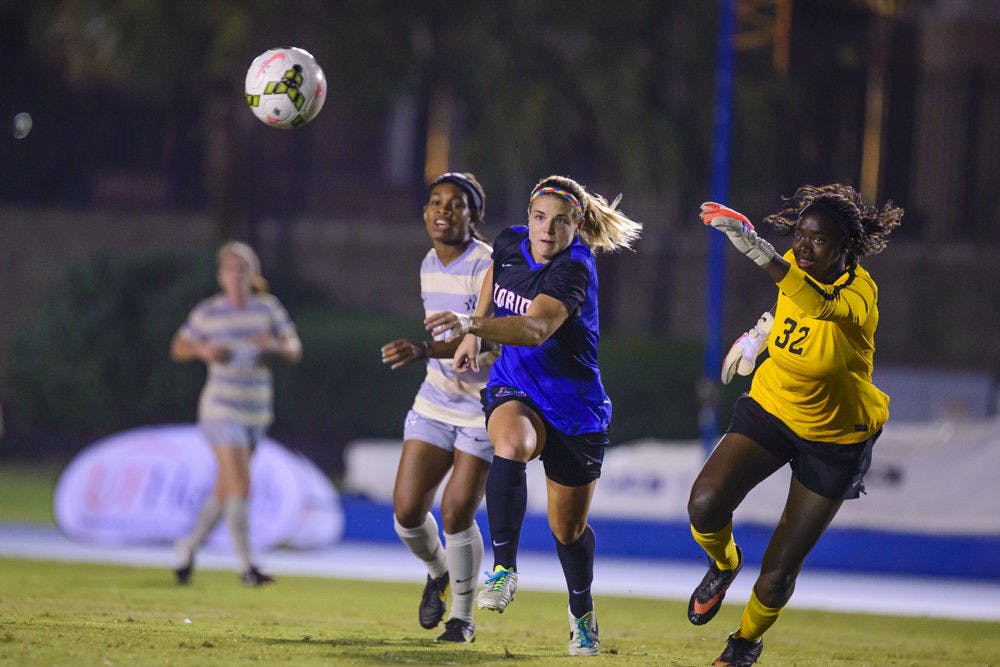 <p>Savannah Jordan chases after a ball during Florida's 6-1 win against Tennessee</p>