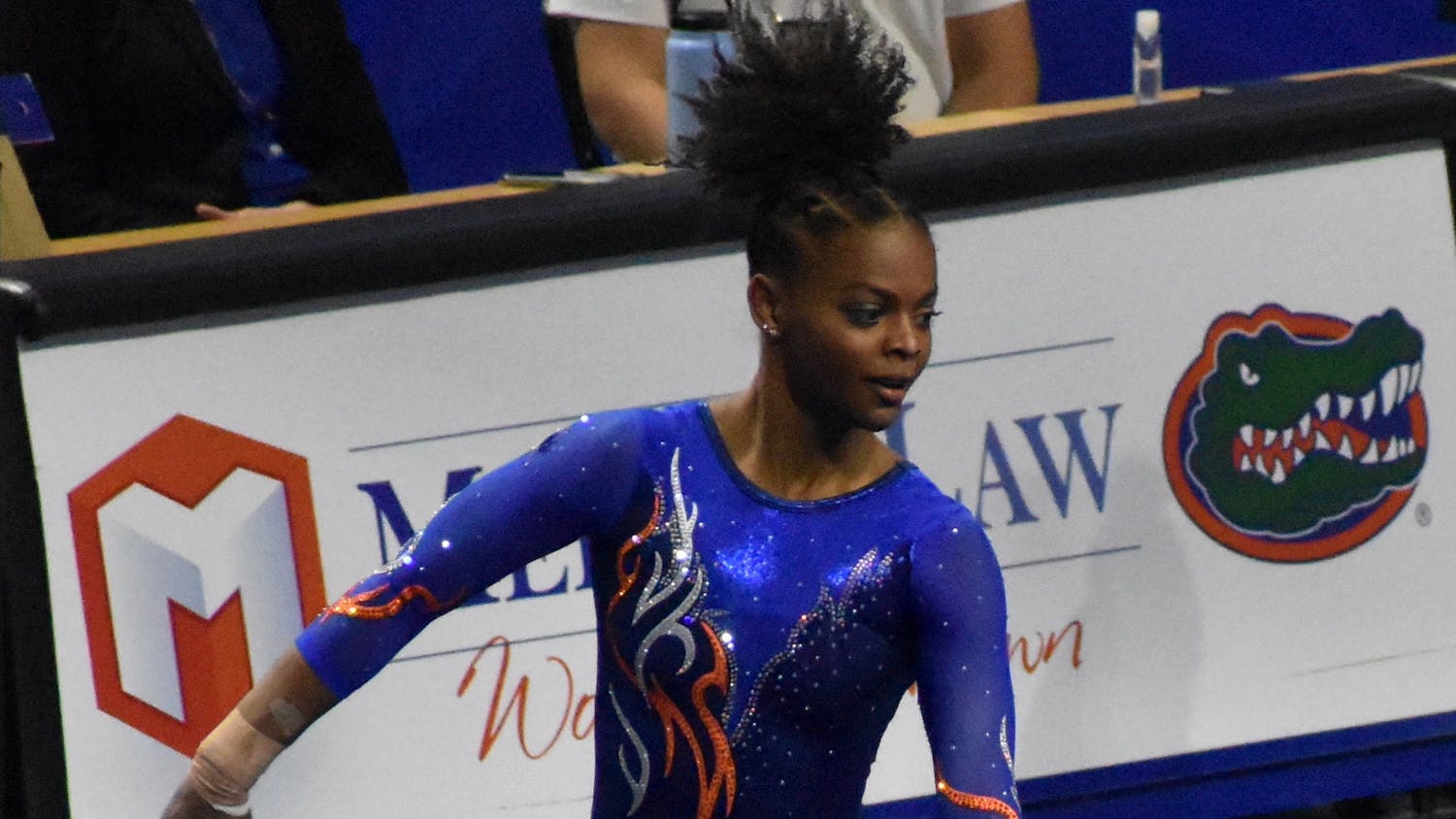 Star gymnast Trinity Thomas may perform in the bars lineup in the upcoming NCAA Regionals. Photo from UF-Mizzou meet Jan. 29.