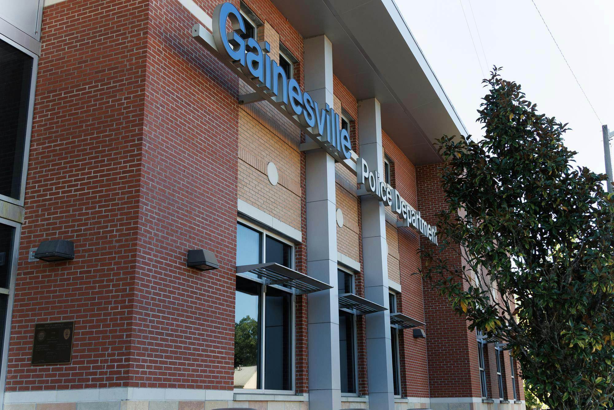 The outside of the Gainesville Police Department building, Sunday, April 5, 2026, in Gainesville, Fla.