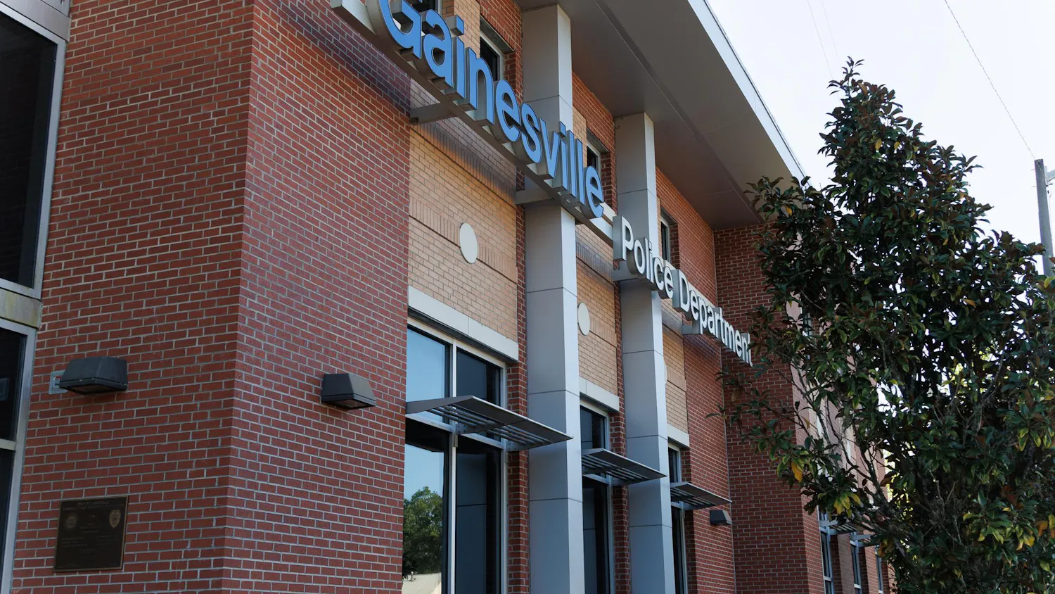 The outside of the Gainesville Police Department building, Sunday, April 5, 2026, in Gainesville, Fla.
