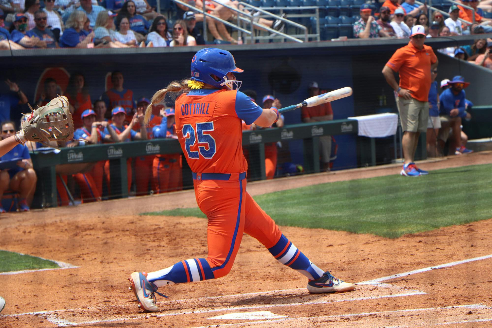 Julia Cottrill swings Friday against USF. Cottrill helped lead the Gators to an 8-0 win over the Bulls Sunday.