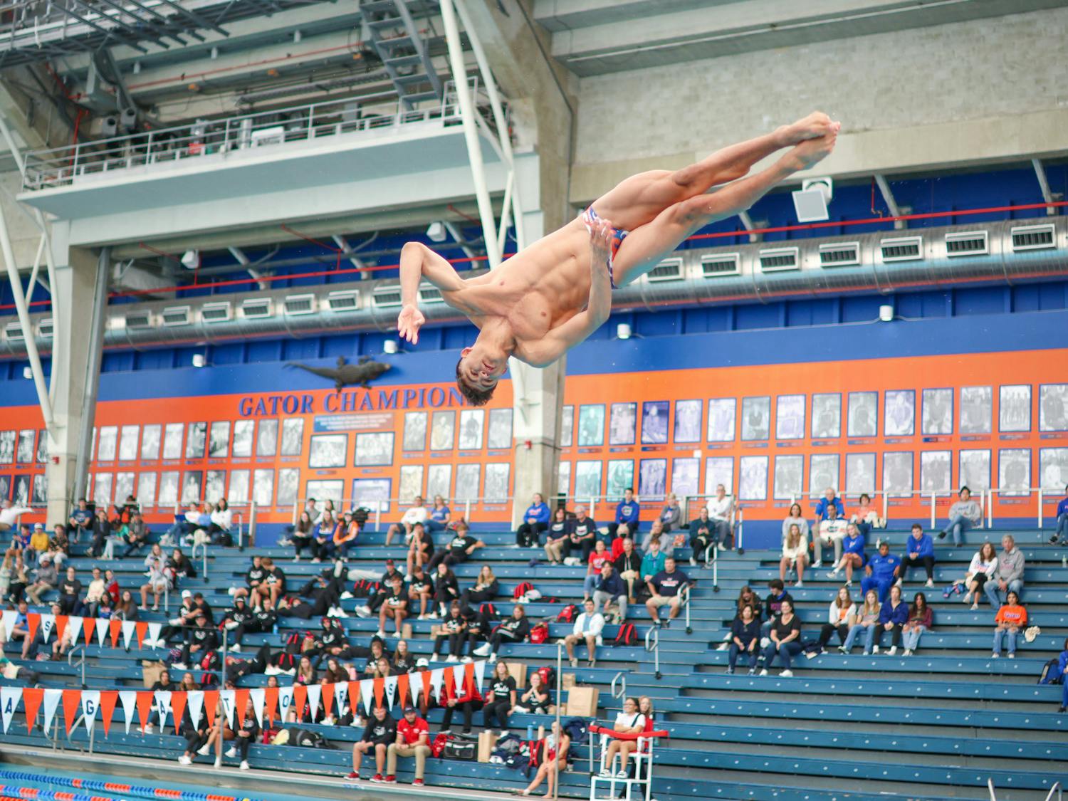 Florida diver Leonardo Garcia dives during the Gators' meet against the Florida Atlantic Owls Friday, Jan. 13, 2023.