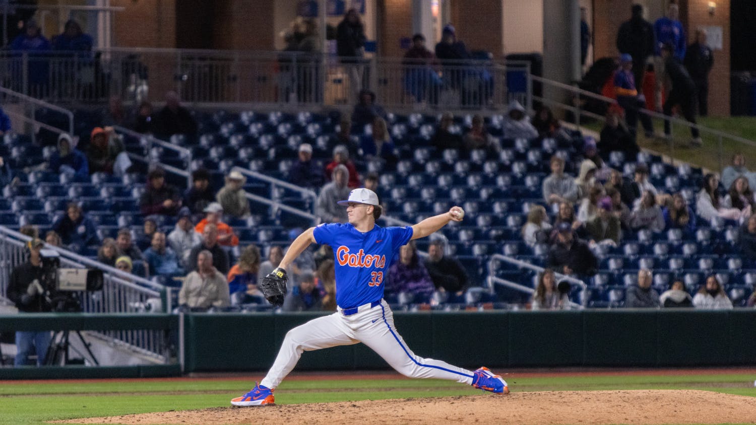 Gators baseball freshman left-hander Robert Satin pitches the ball in the team's 13-4 win over the University of North Florida on Wednesday, February 21, 2024. 