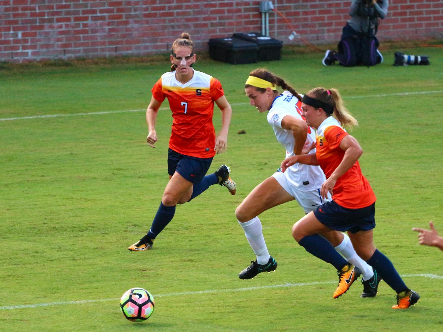 UF midfielder Sarah Troccoli scored her first goal of the season against Kentucky on Thursday in Daytona Beach. "It came at a good time because it was nice to go into the locker room with a lead instead of 0-0," coach Becky Burleigh said.