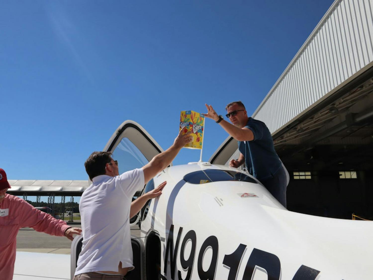 Volunteers load a private plane from West Palm Beach with supplies for people in the Florida Panhandle. One organizer of the relief effort, Debbie Frederick, who is the Chief Operating Officer of University Aircenter, said the planes are the first to get to areas cut off because roads are impassable. “They’re the boots in the air,” she said.