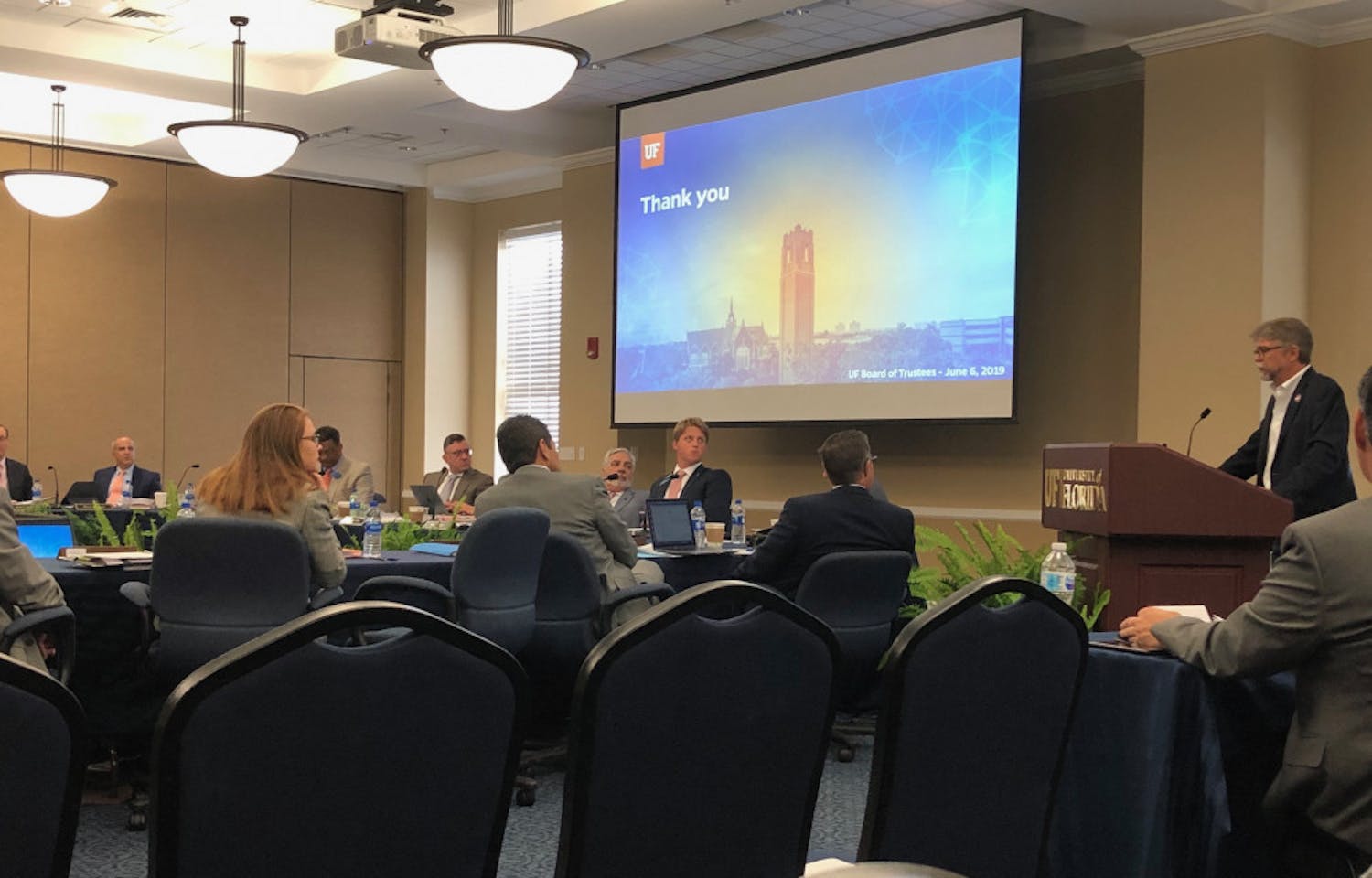 The UF Board of Trustees meeting on June 8, 2019 held in Emerson Alumni Hall. 