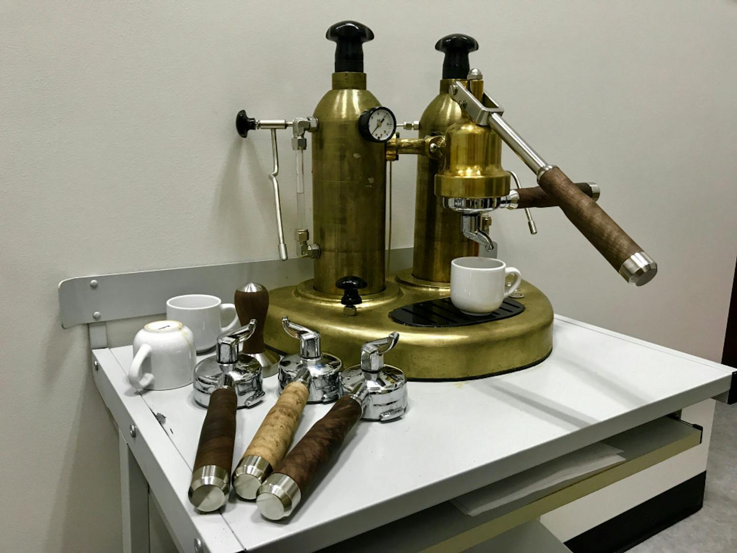 Students from Fall’s Mechanical Design III: Design Realization, taught by Professor Gregory Sawyer, designed and built three espresso machines. They showed their final products to representatives from the project’s sponsors, defense company Northrop Grumman and energy provider Cummins Inc.